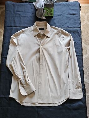 Prada Men's Beige Long-Sleeve Dress Shirt